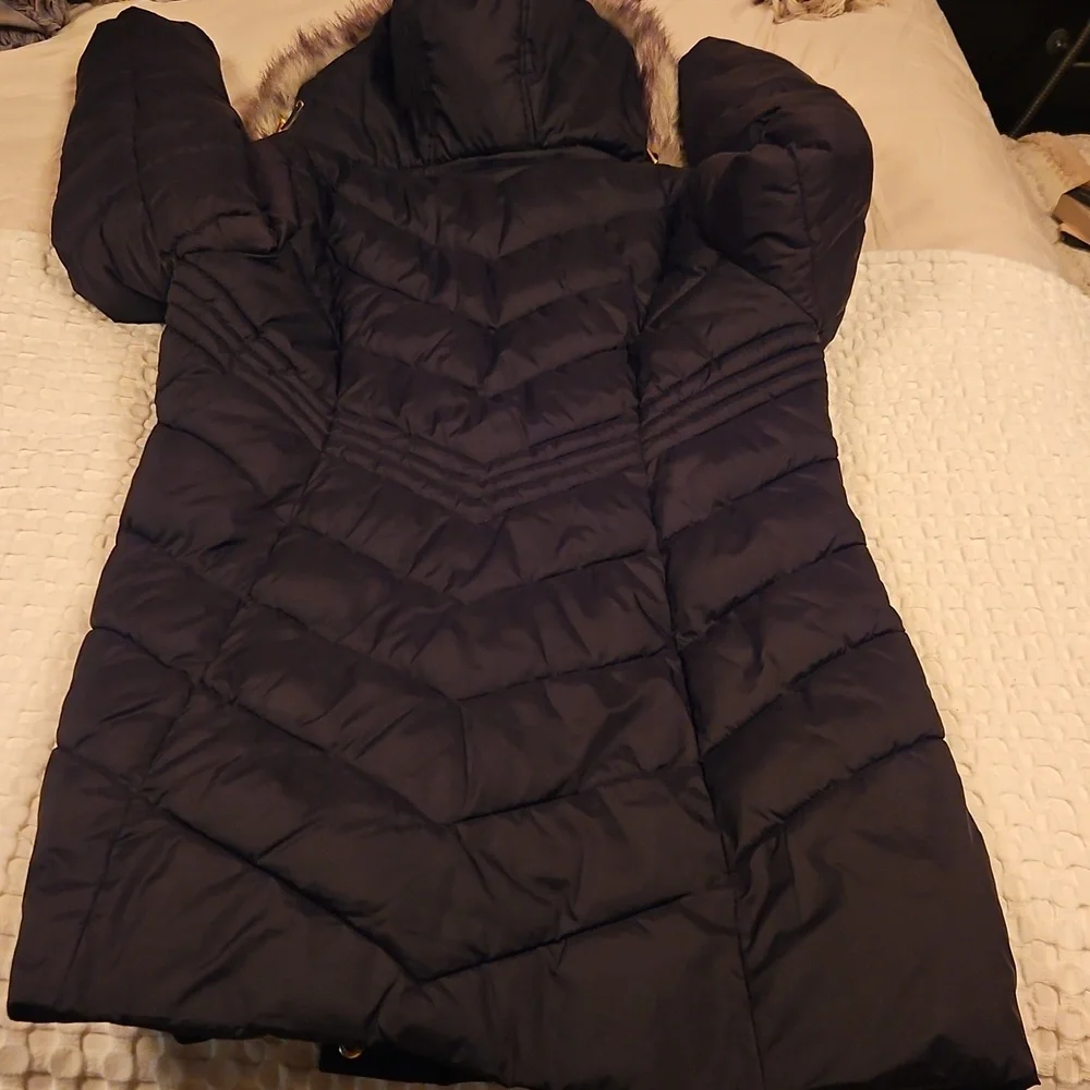 Anne Klein Black Coat with Gold Accents - Picture 4 of 6